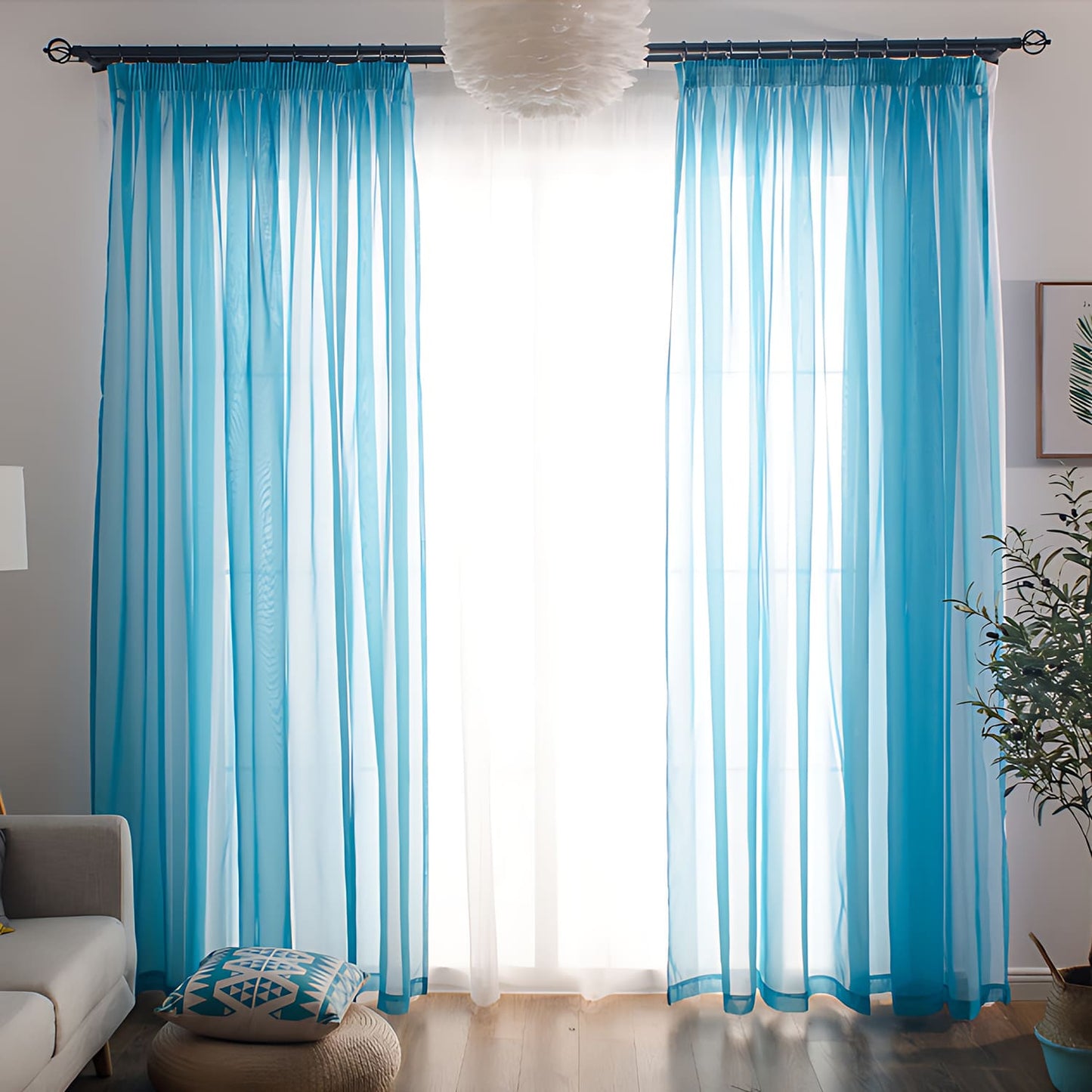 Modern Colorful Semi Sheer Curtains Elegant Window Sheers Decorative Sheer Drapes