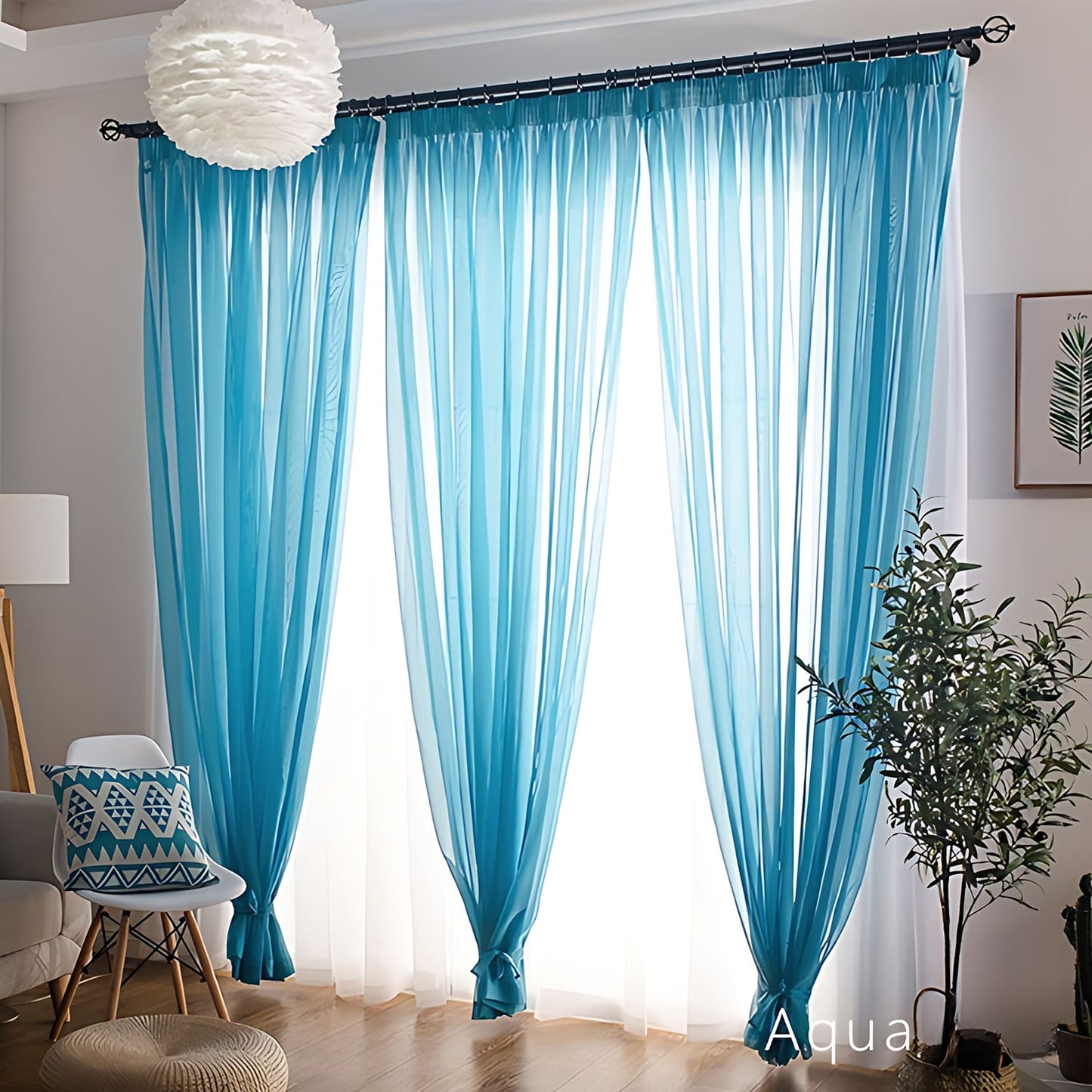 Modern Colorful Semi Sheer Curtains Elegant Window Sheers Decorative Sheer Drapes