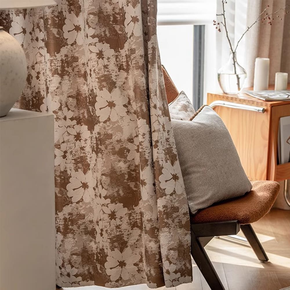 Elegance Brown Chenille Jacquard Floral Cushion Case Pillow Cover