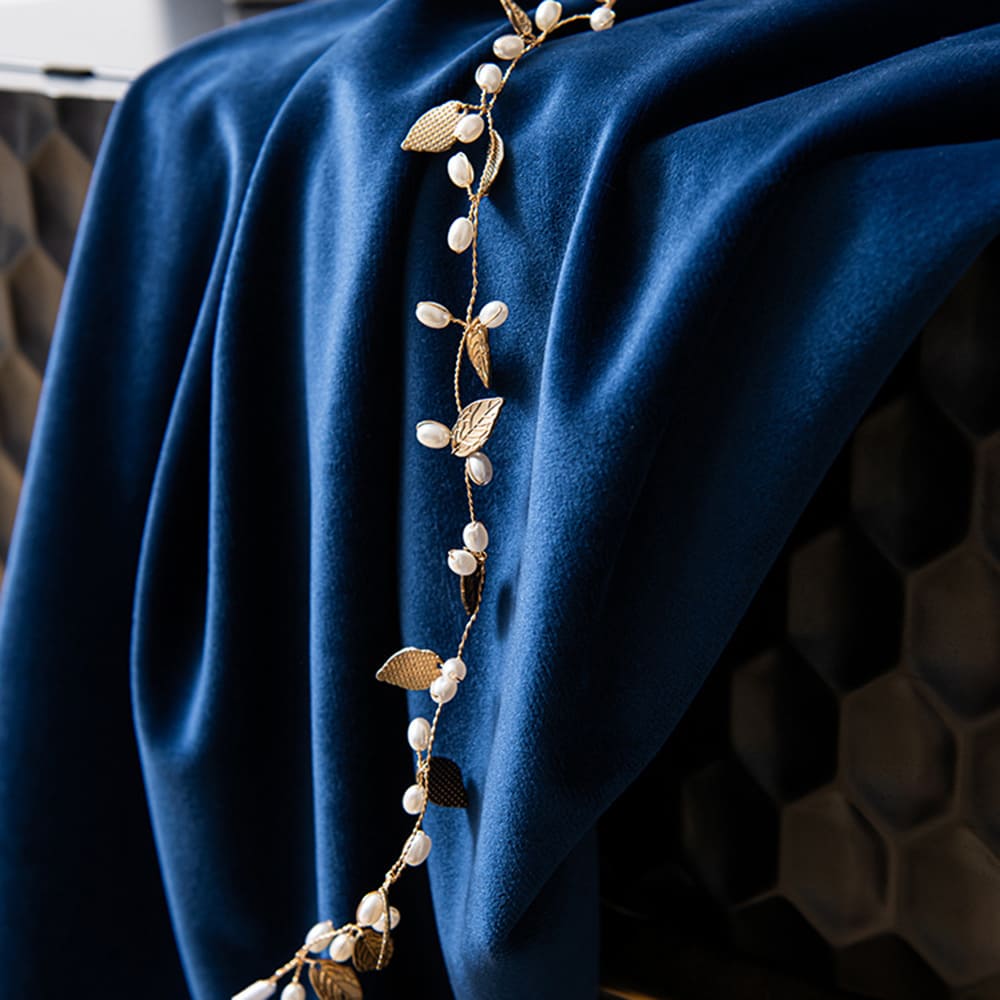 Luxurious Clein Blue Velvet Balloon Shade Curtains