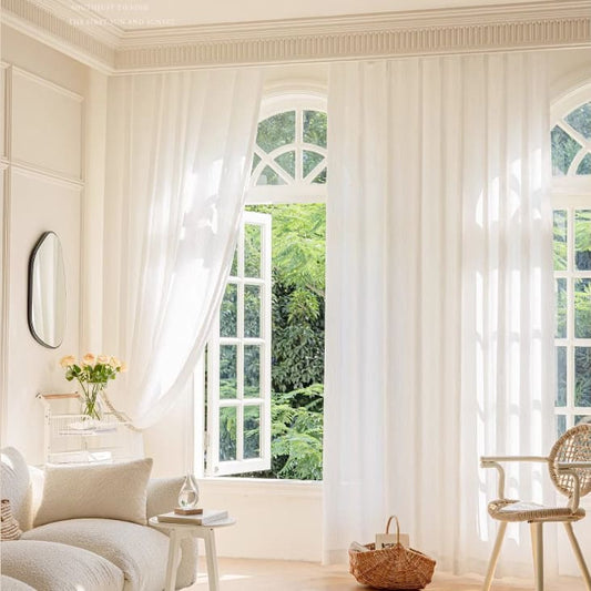 Chic Gleaming White Wave Sheer Pinch Pleat Curtain with Subtle Sparkle