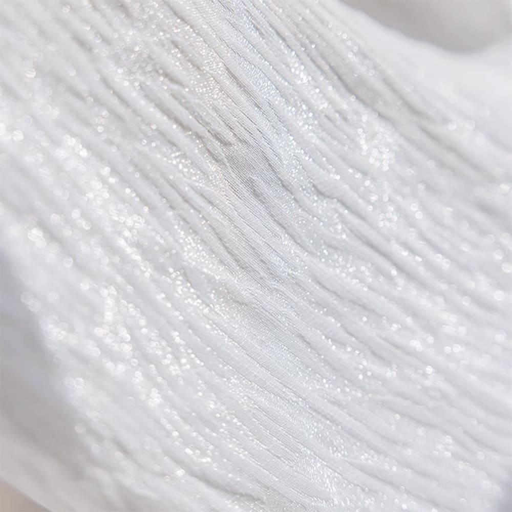Chic Gleaming White Wave Sheer Curtain with Subtle Sparkle