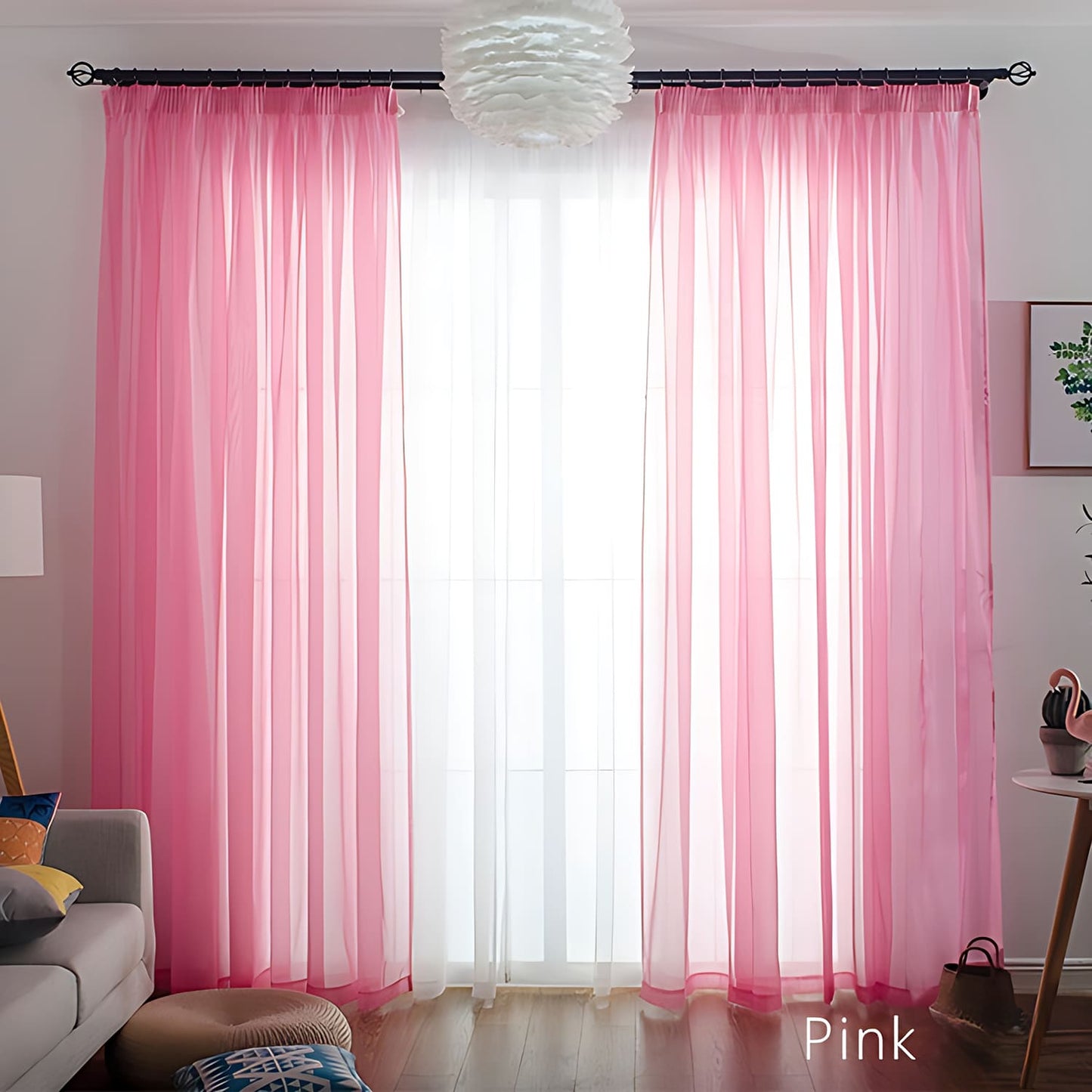 Modern Colorful Semi Sheer Curtains Elegant Window Sheers Decorative Sheer Drapes
