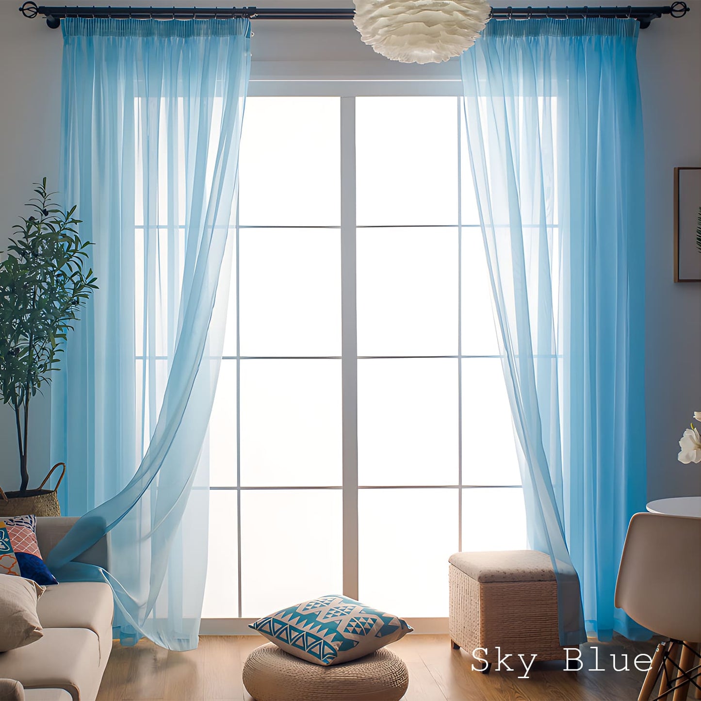 Modern Colorful Semi Sheer Curtains Elegant Window Sheers Decorative Sheer Drapes