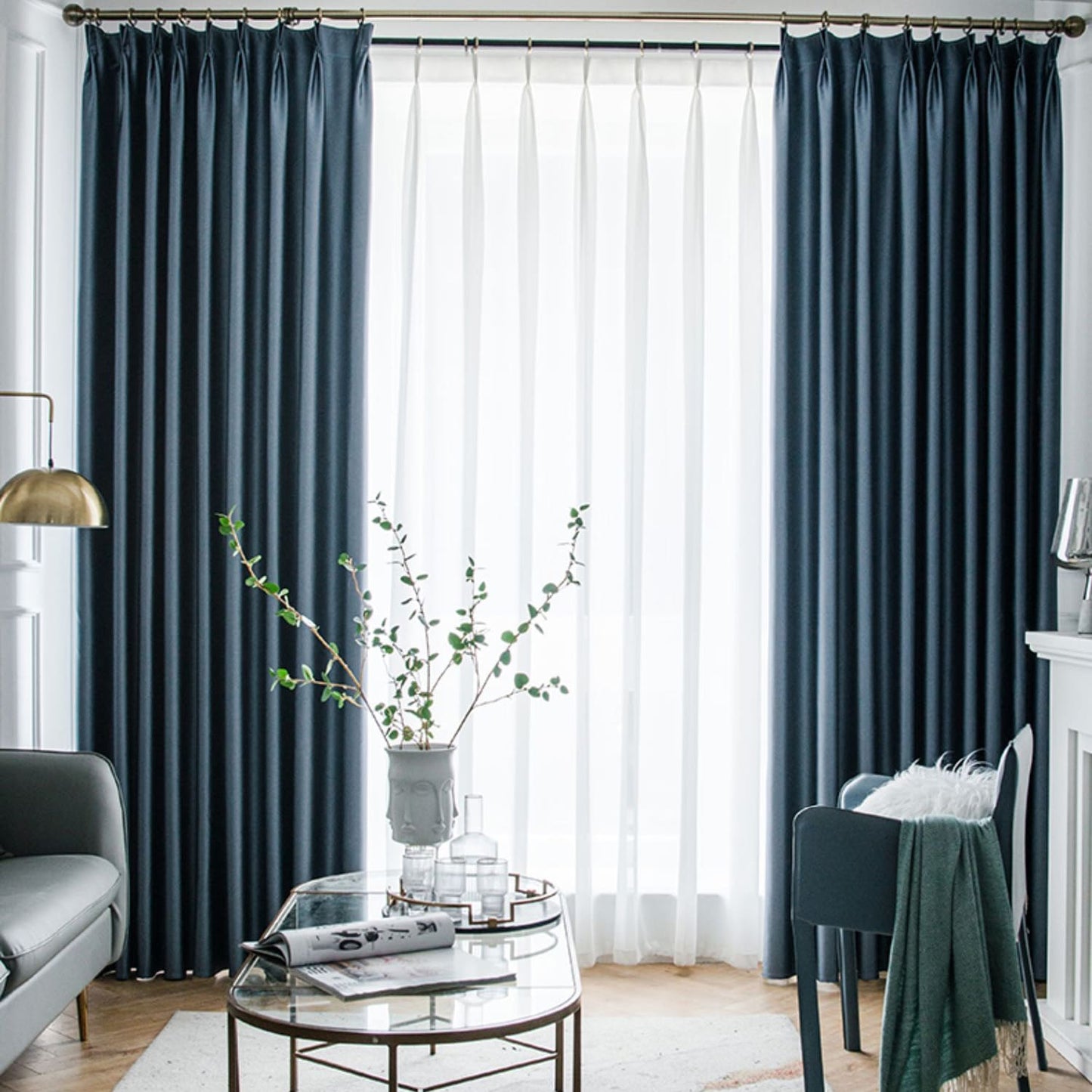 Serenity Slate Blue Blackout Curtains Thermal Insulated Drapes