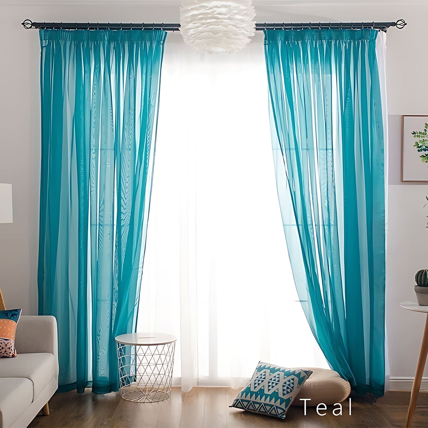 Modern Colorful Semi Sheer Curtains Elegant Window Sheers Decorative Sheer Drapes