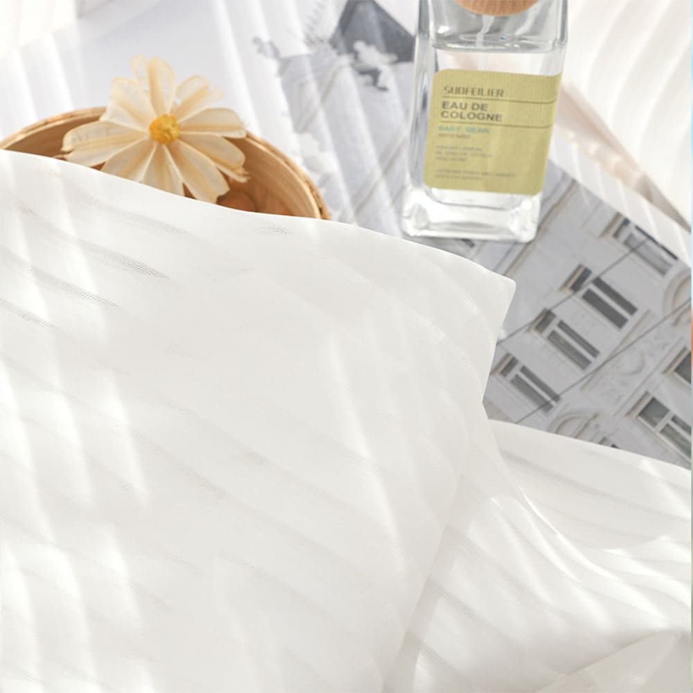 Organ White Vertical Striped Blinds Sheer Curtains