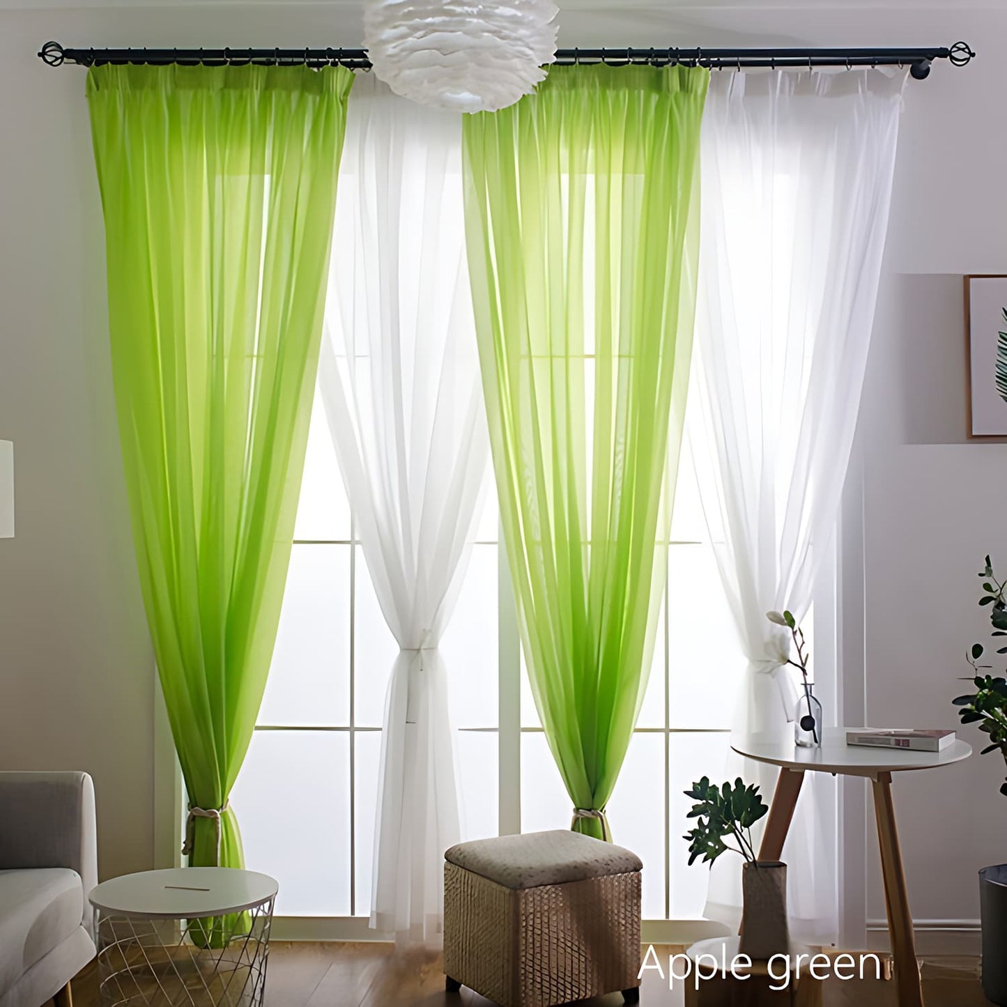 Modern Colorful Semi Sheer Curtains Elegant Window Sheers Decorative Sheer Drapes