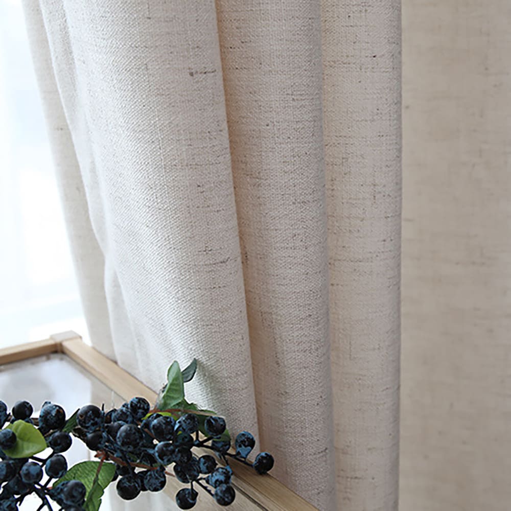 Beige Natural Linen Balloon Shade Curtains Drapes