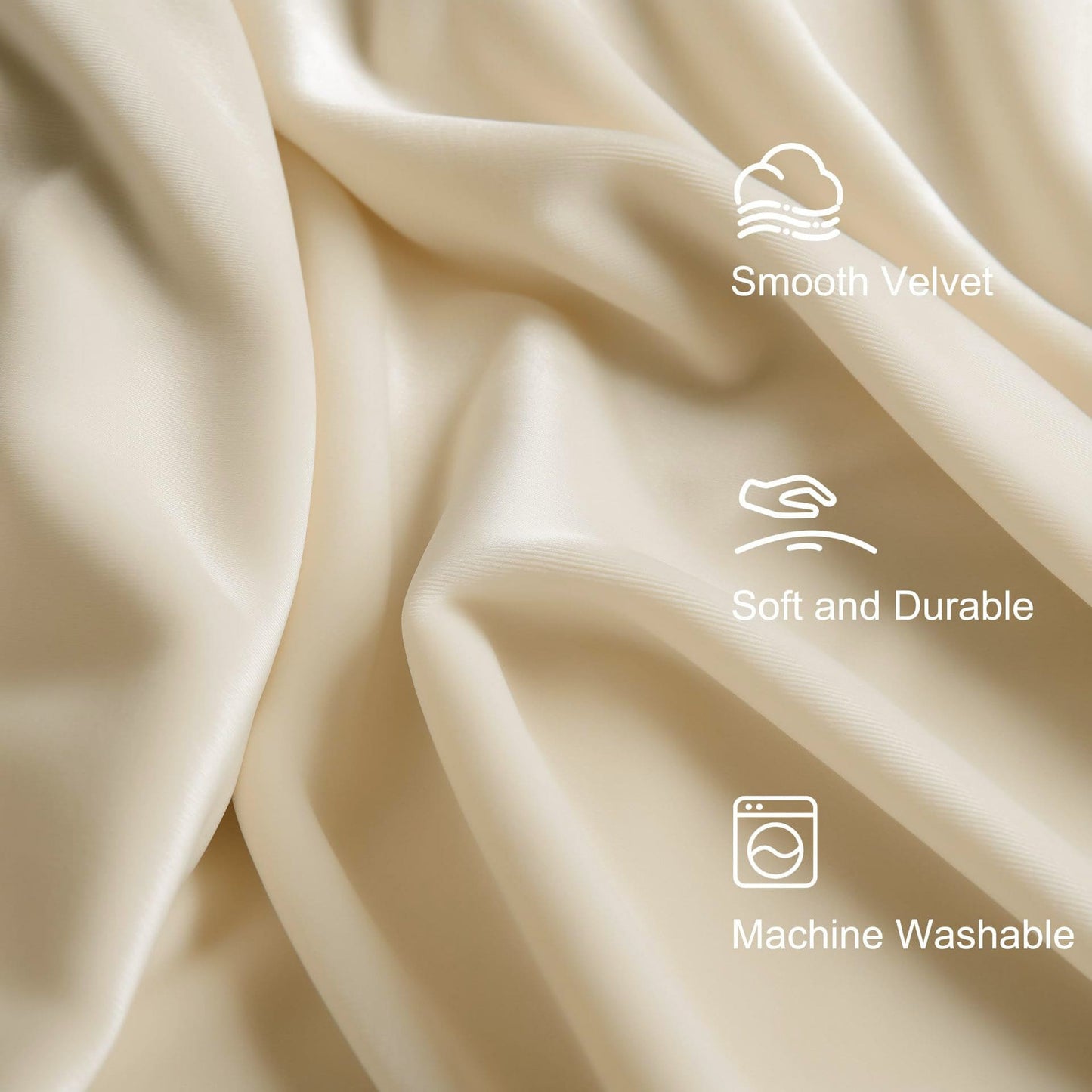 Beige Cream Velvet Balloon Shade Curtains