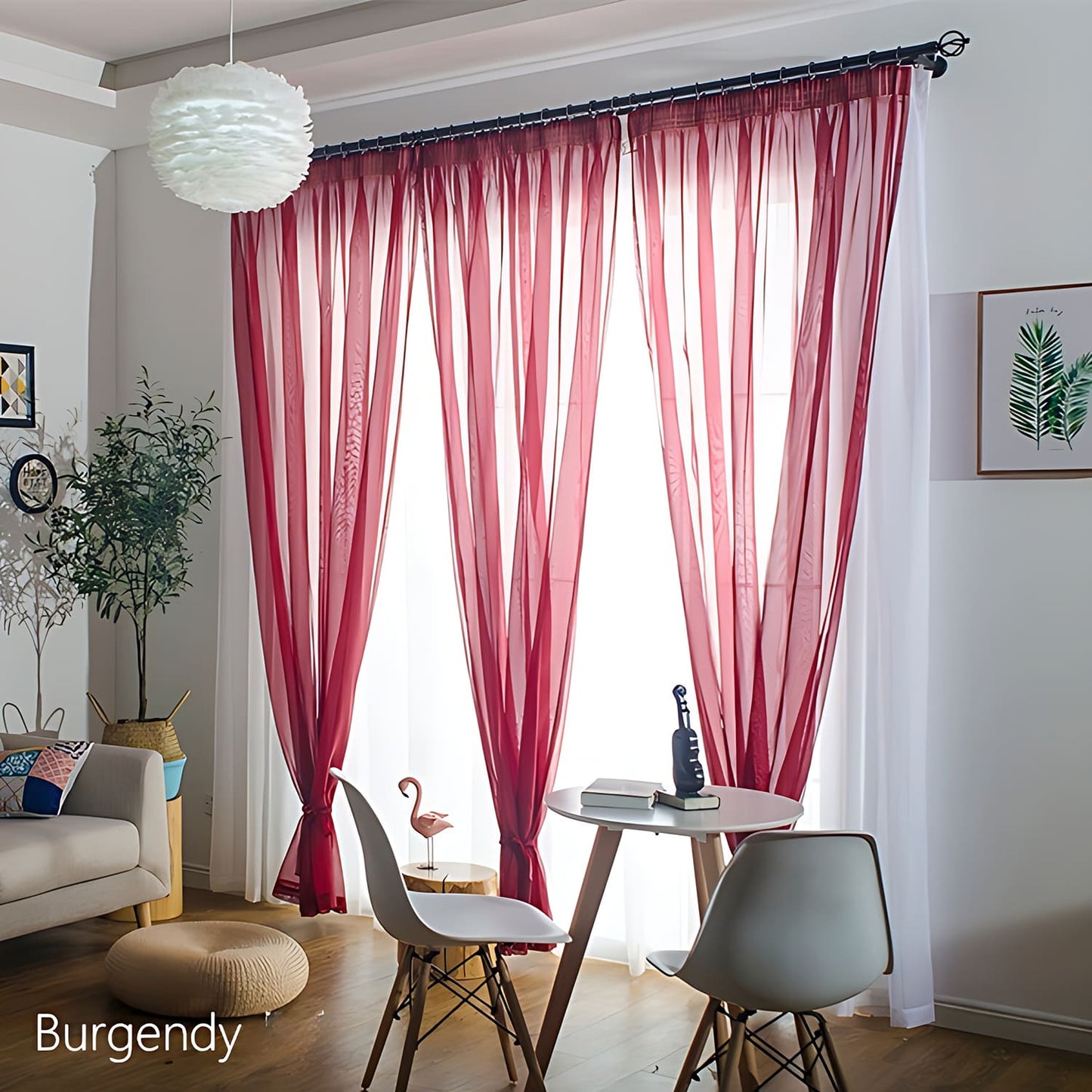 Modern Colorful Semi Sheer Curtains Elegant Window Sheers Decorative Sheer Drapes