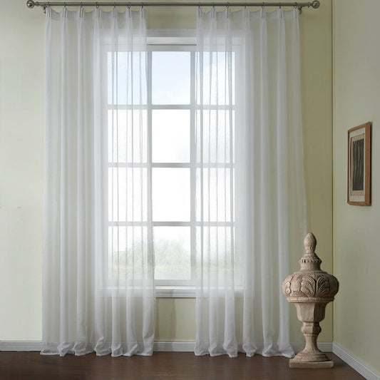 Cheap pinch pleat white sheer curtains for living room window sheers