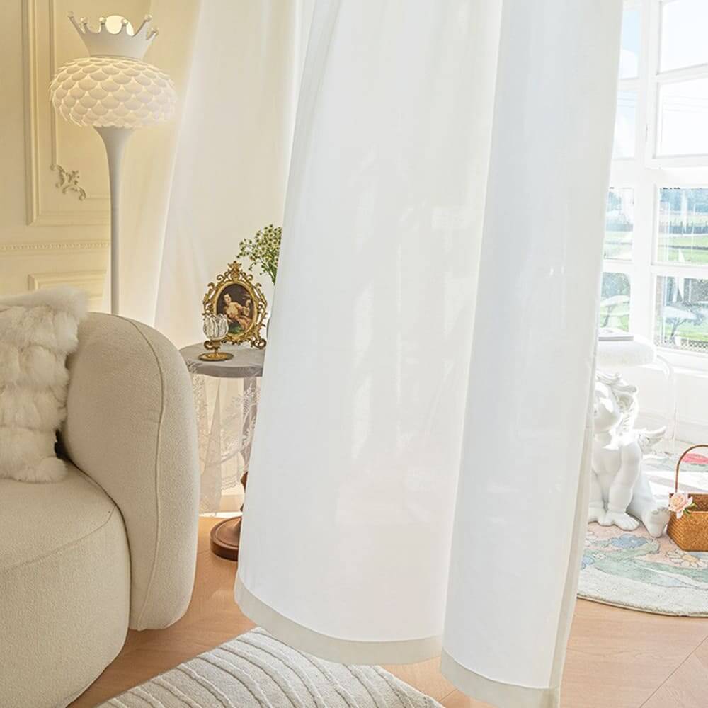 Cheap white window sheers ivory tab top sheer curtains for living room
