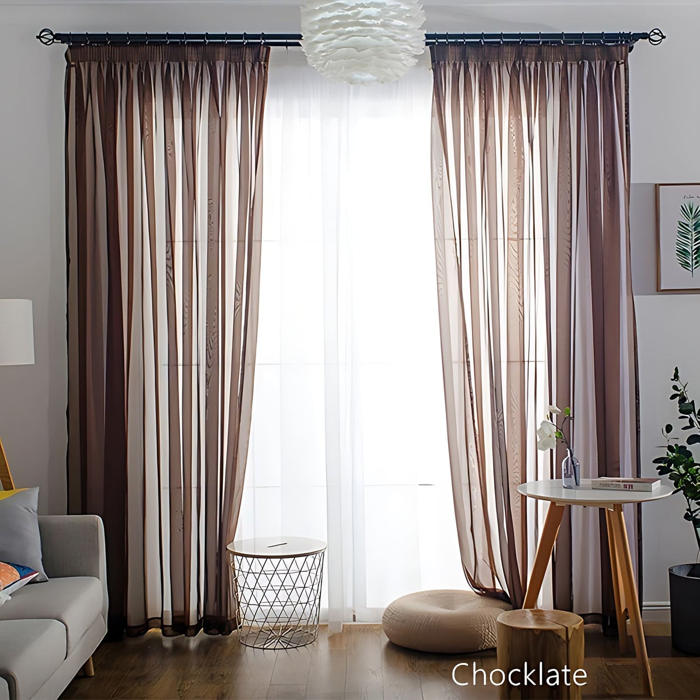 Modern Colorful Semi Sheer Curtains Elegant Window Sheers Decorative Sheer Drapes