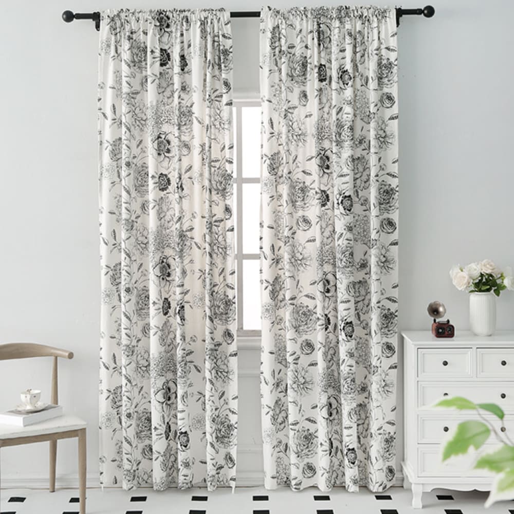 American Printed Curtains Flower Living Room Drapes Anady Top