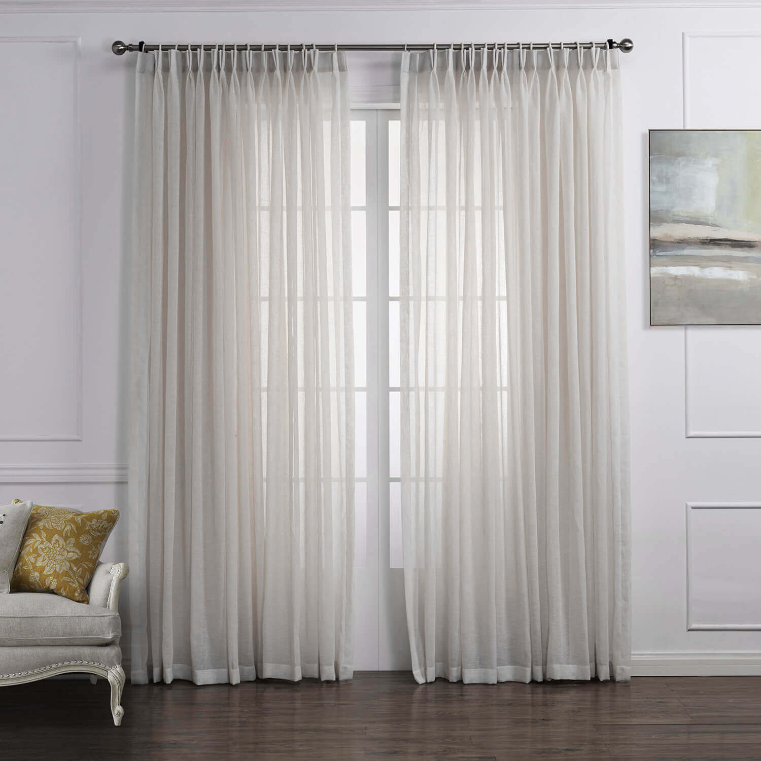 Elegant Off White Linen Sheer Curtains for Living Room Window