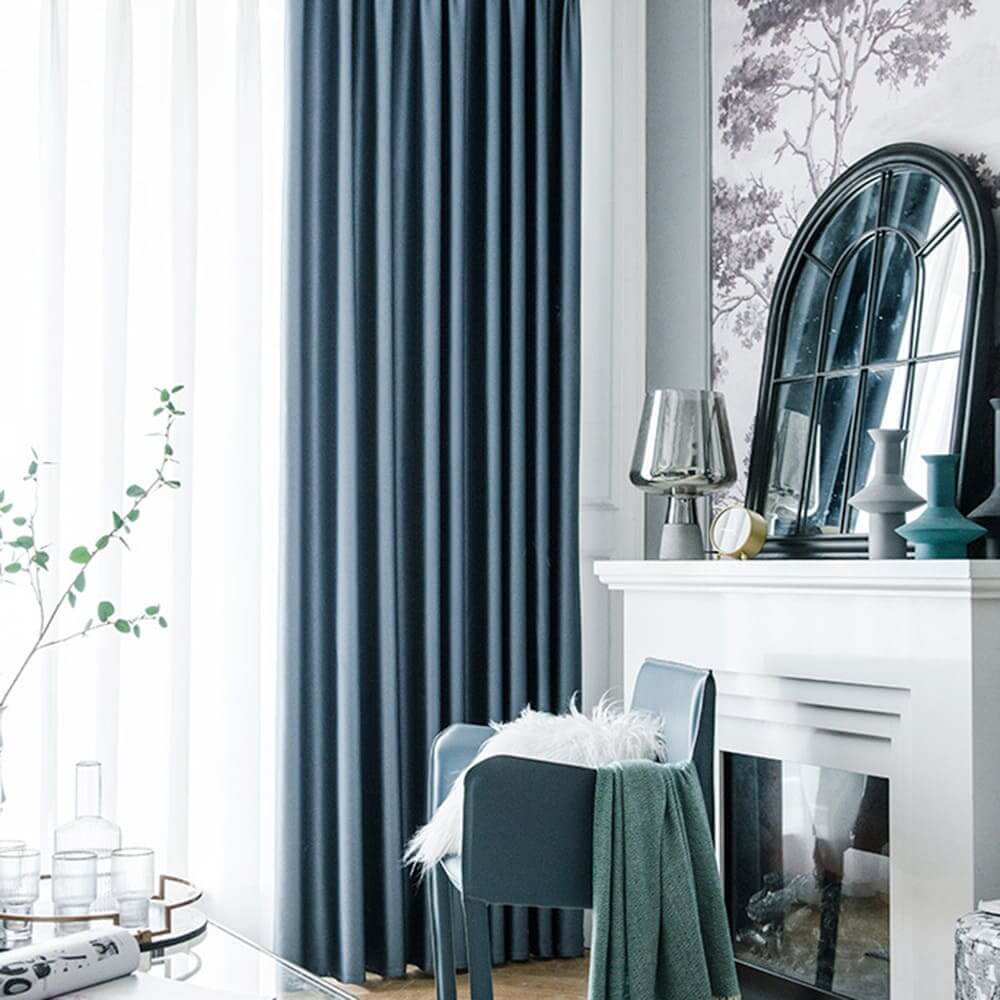 Elegant slate blue blackout curtains for bedroom custom drapes for sale