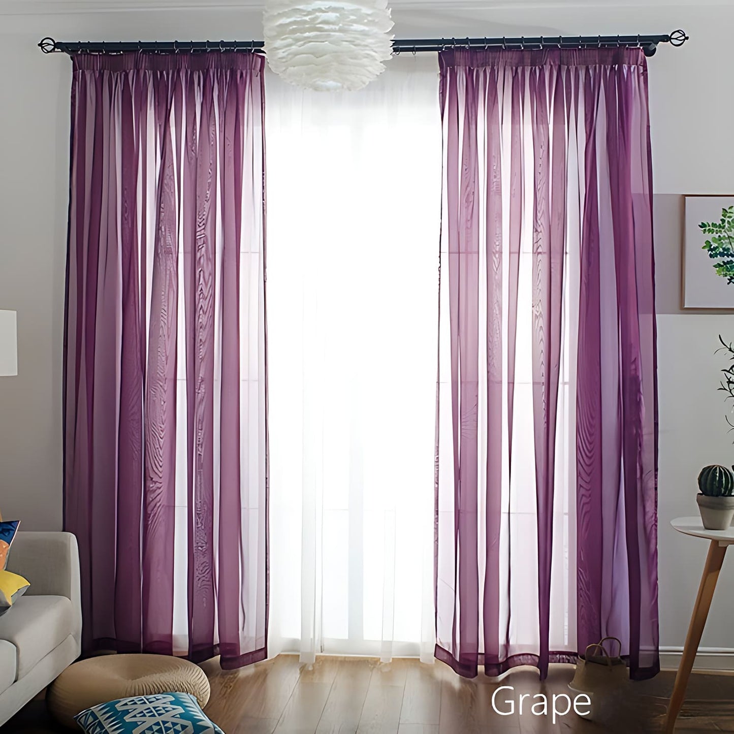 Modern Colorful Semi Sheer Curtains Elegant Window Sheers Decorative Sheer Drapes