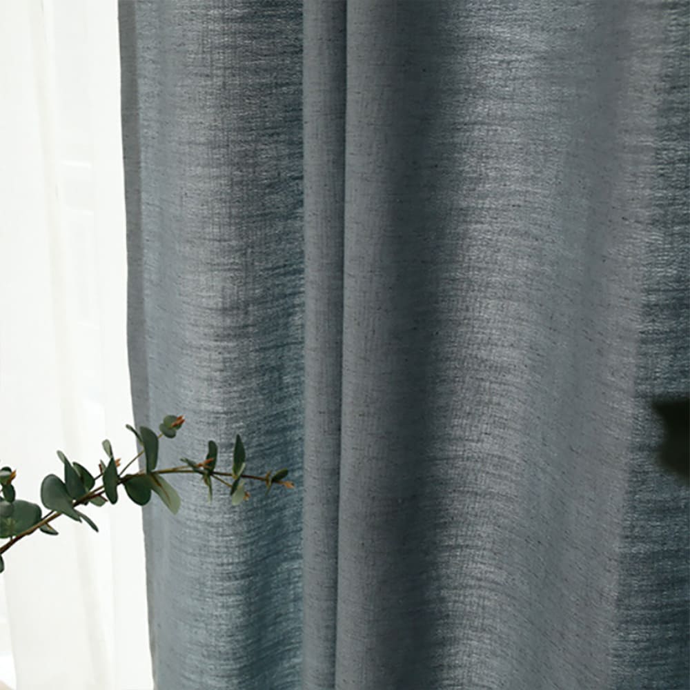 Serene Azure Blue Gray Linen Curtain