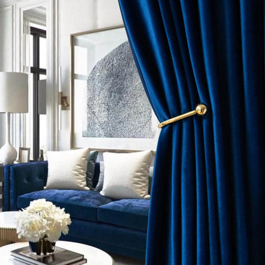 Luxury blue velvet blackout curtains for bedroom custom drapes for sale