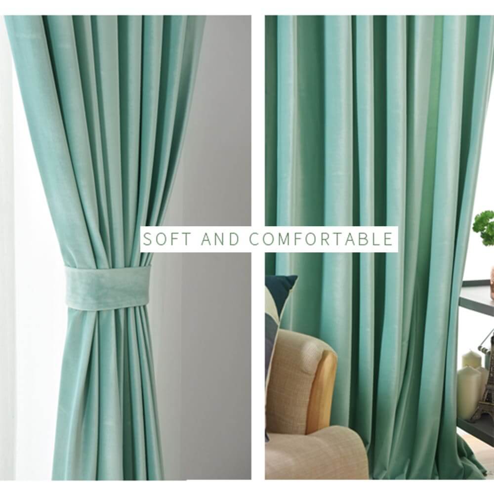 Mint green velvet drapes for living room darkening hooked curtains