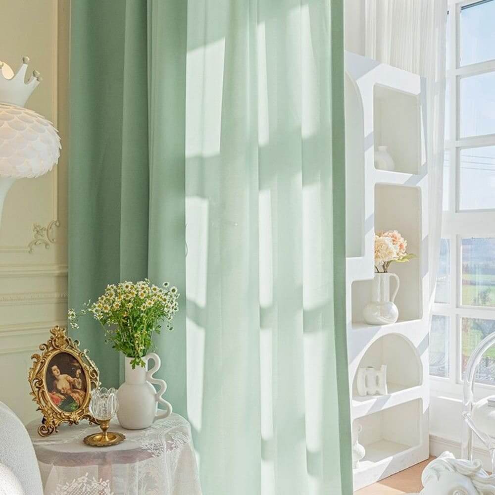 Modern mint green sheers voile curtains for sliding glass doors sheer panels