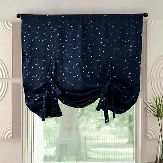 Navy balloon curtains with silver star pattern, perfect blackout design for kids' room or nursery
