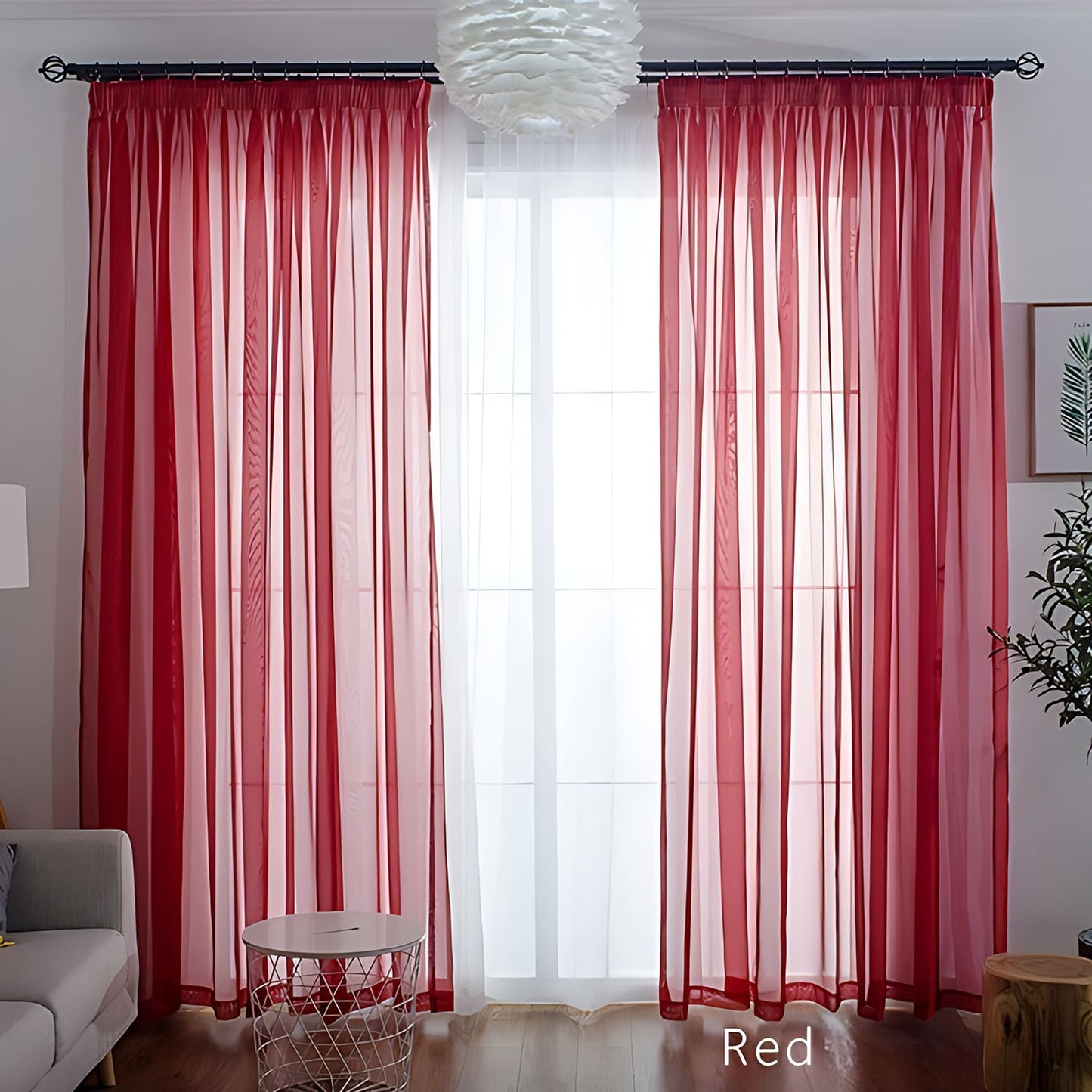 Modern Colorful Semi Sheer Curtains Elegant Window Sheers Decorative Sheer Drapes