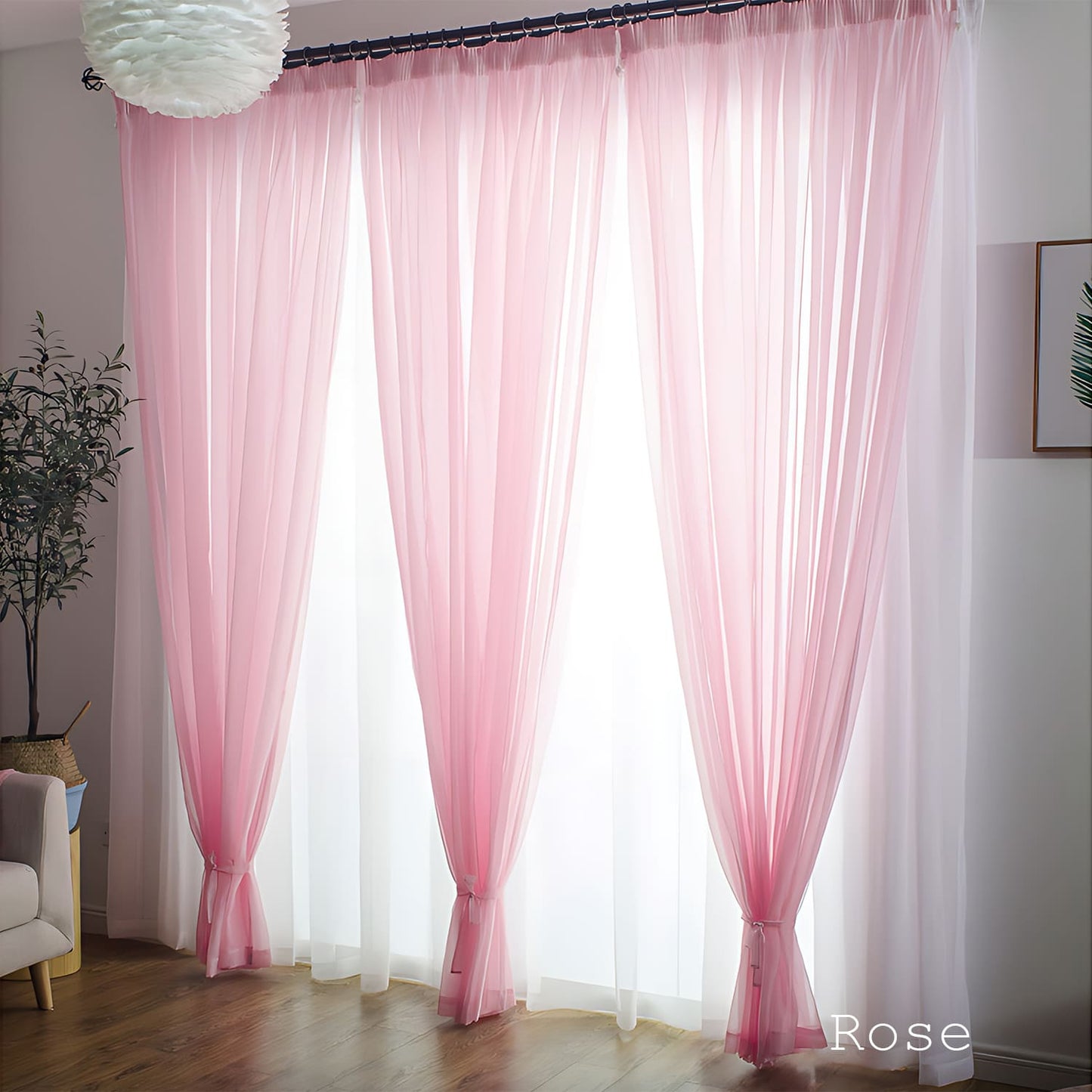 Modern Colorful Semi Sheer Curtains Elegant Window Sheers Decorative Sheer Drapes
