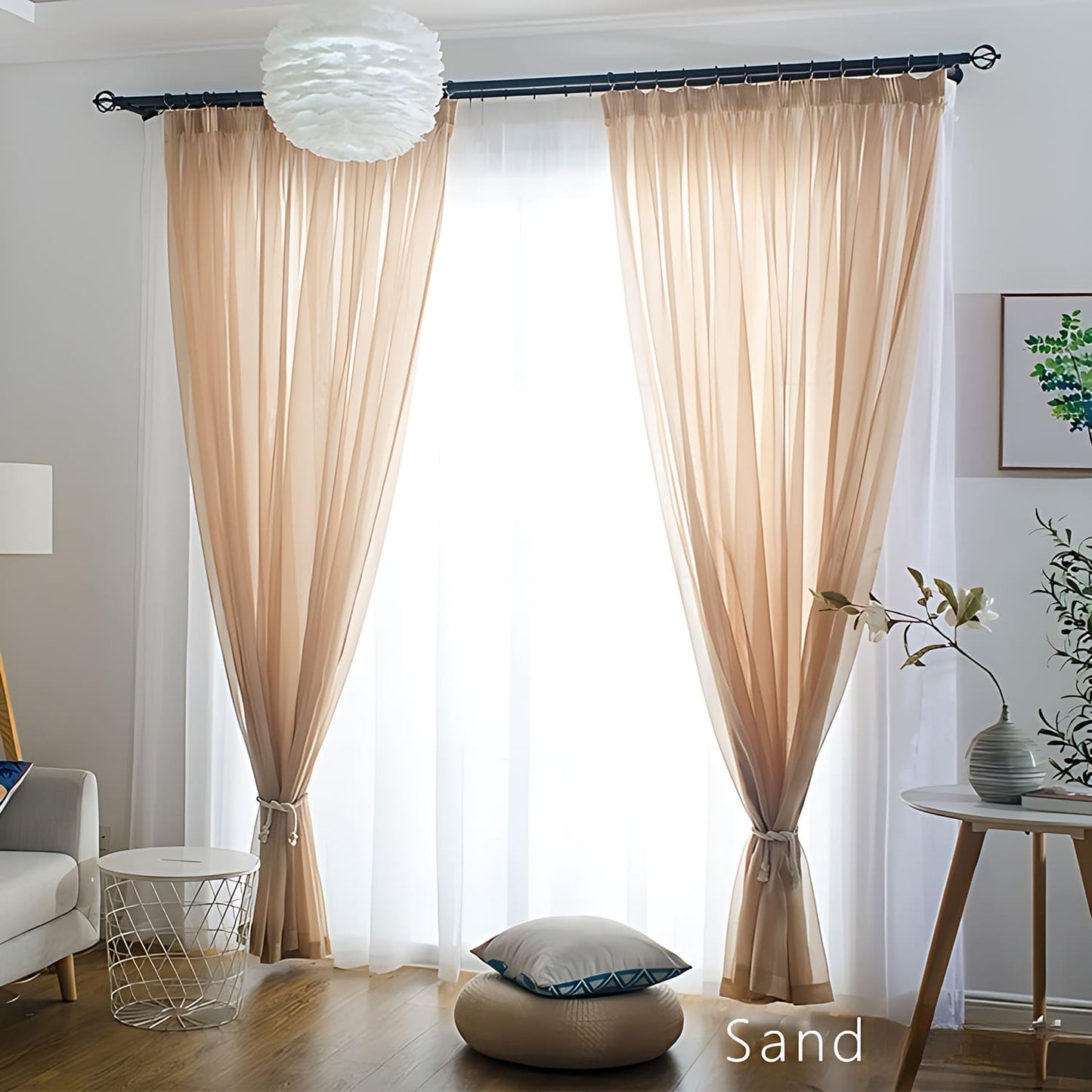 Modern Colorful Semi Sheer Curtains Elegant Window Sheers Decorative Sheer Drapes