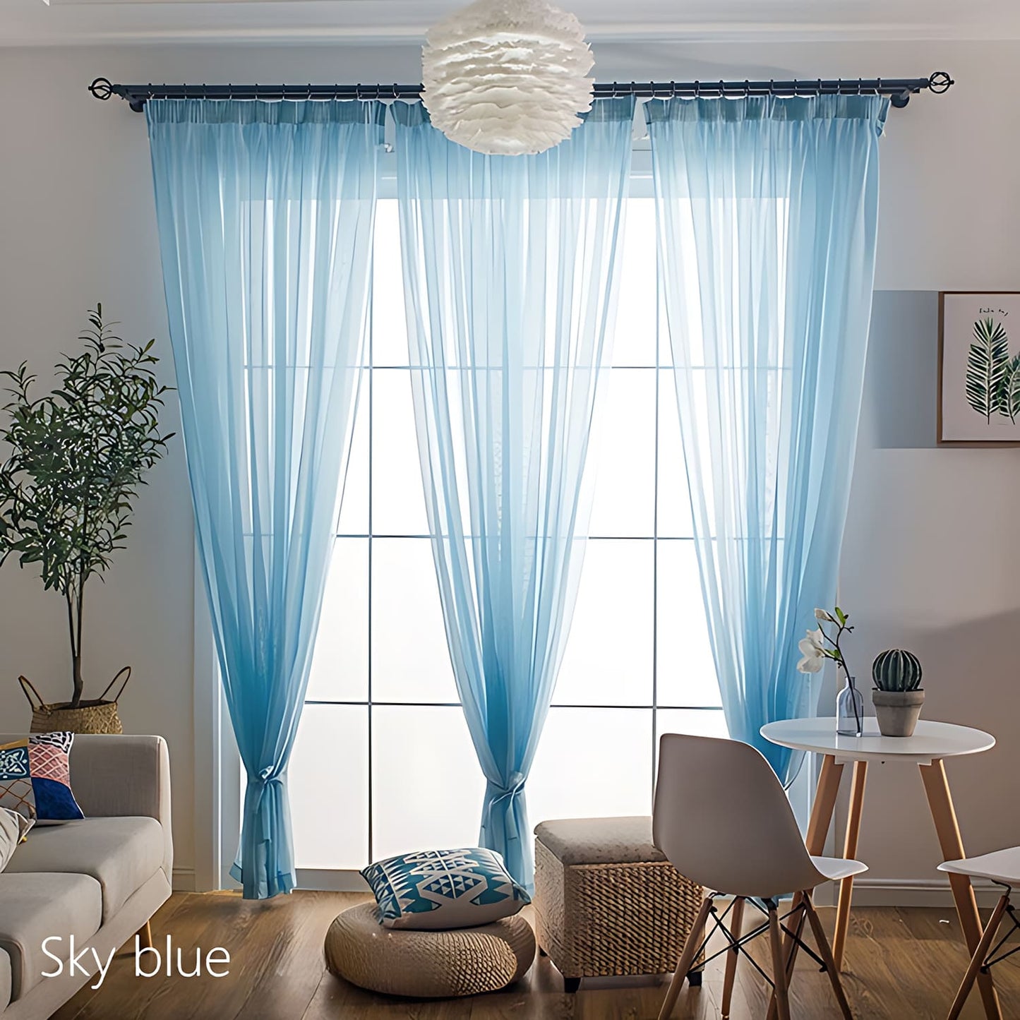 Modern Colorful Semi Sheer Curtains Elegant Window Sheers Decorative Sheer Drapes