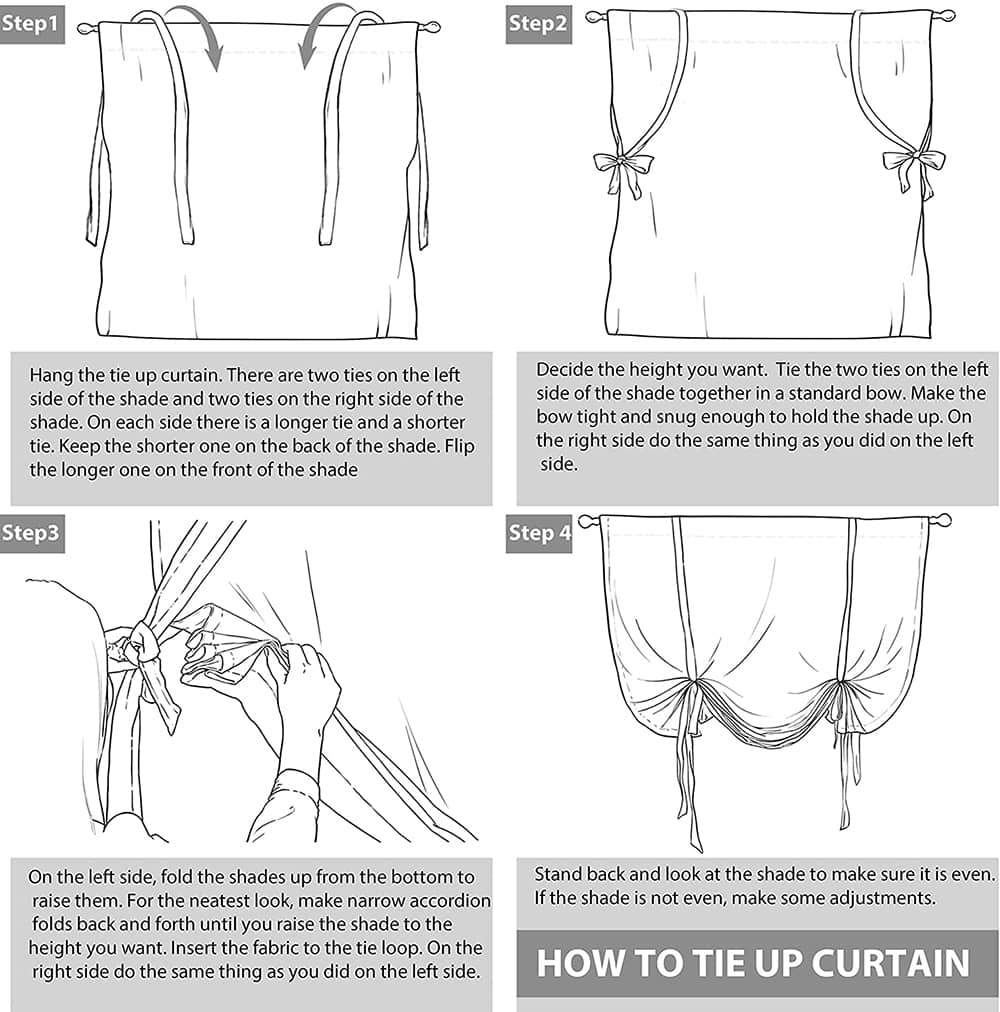 Pure White Natural Plain Linen Balloon Shade Curtains and Drapes