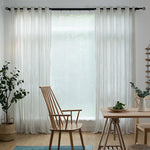 White Black Striped Voile Linen Sheer For Living Room 2 Panels Grommet Top / 2P(42W 63L)