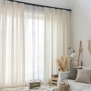 Natural Linen Sheer Curtains Voiles 2 Panels