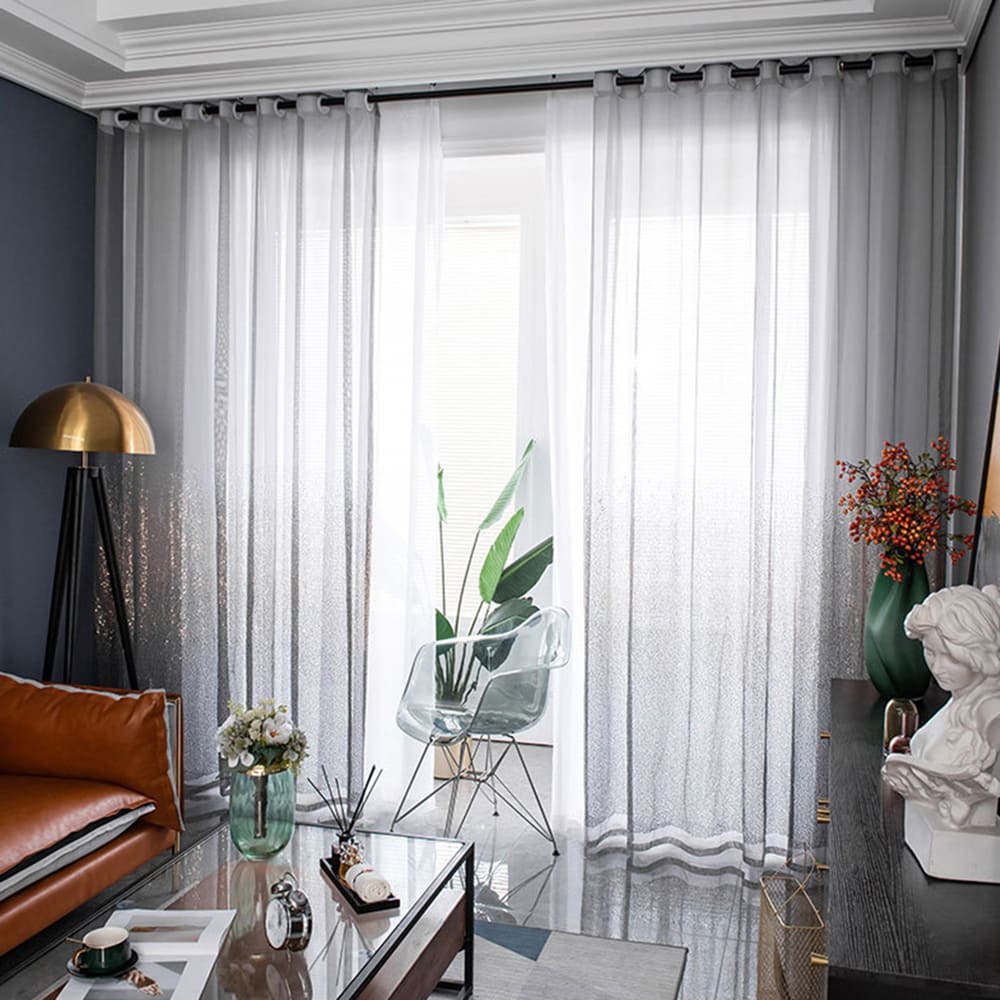 Bright Night Galaxy Sheer Balloon Shade Curtains Embroidered Sequins for Bedroom/Living Room