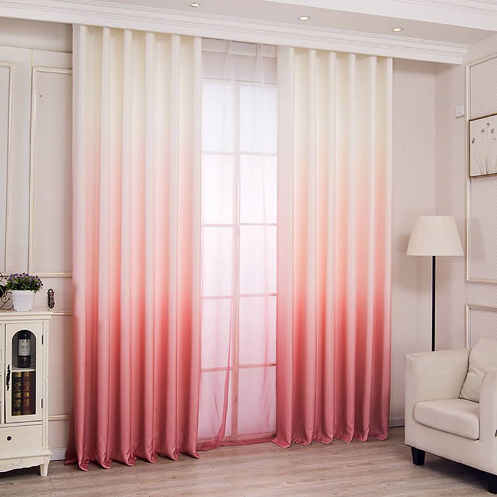 Moderne 3D-Druck-Gardinen in Rosa-Ombré-Optik, maßgefertigte Vorhänge für das Wohnzimmer – Anady Top