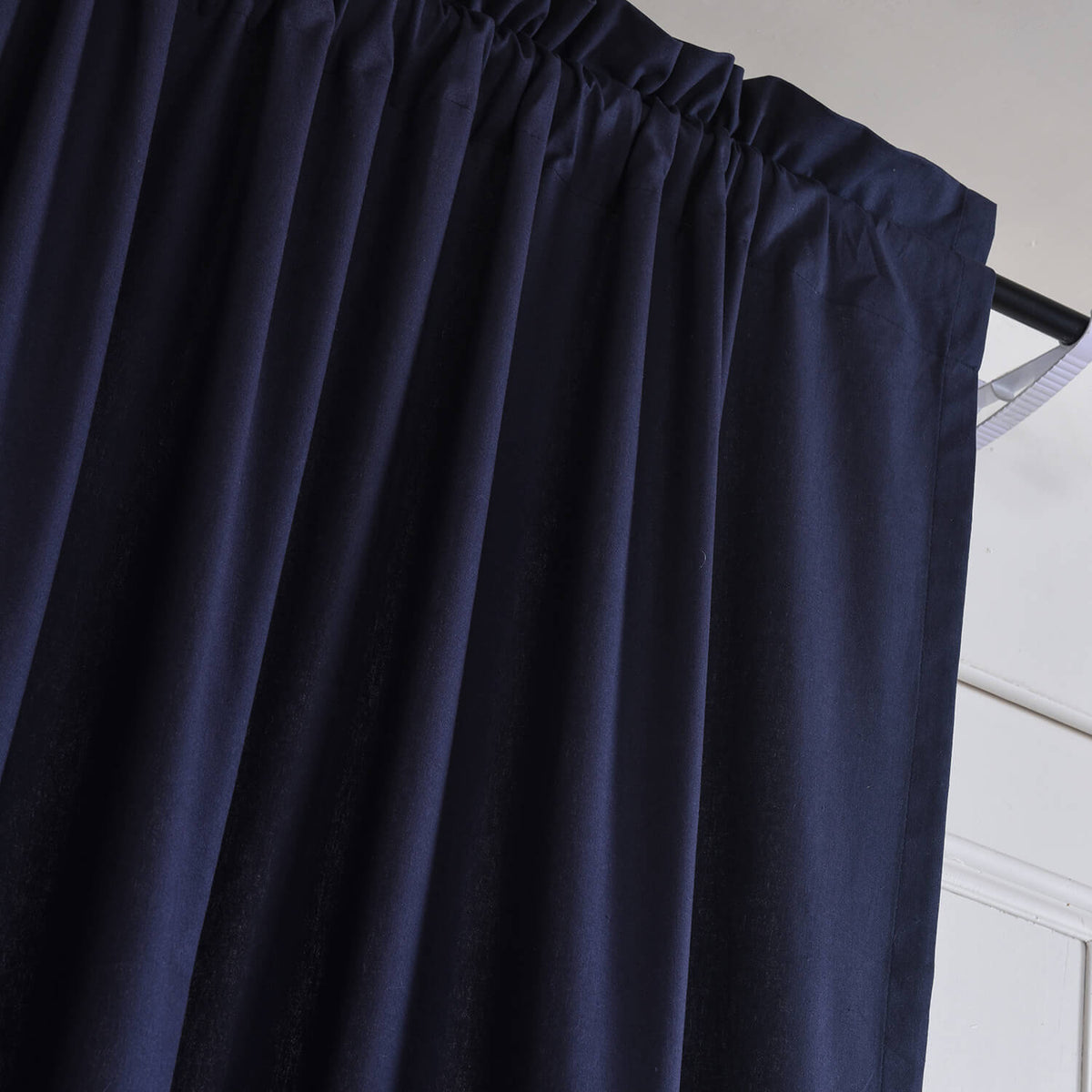 Navy Blue Natural Linen Curtains and Drapes 2 Panels for Living Room