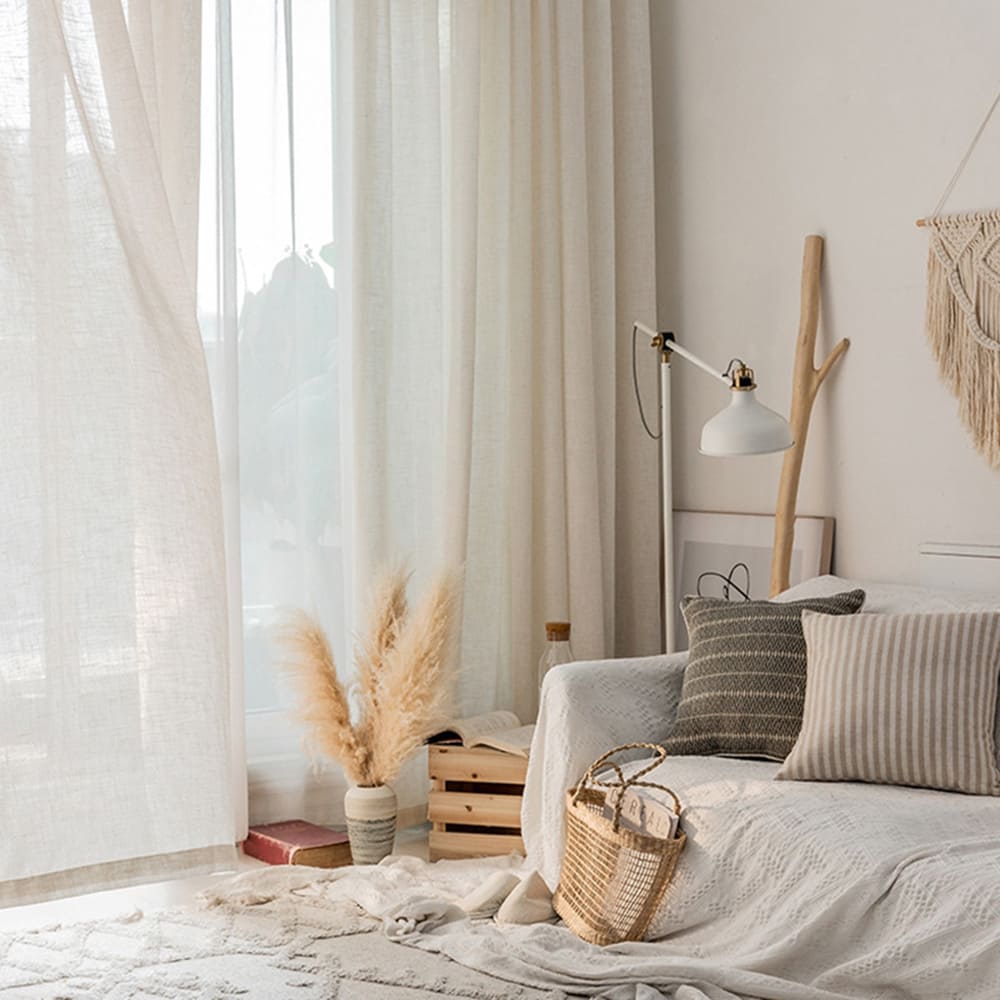 Natural Linen Sheer Curtains Voiles 2 Panels Anady Top