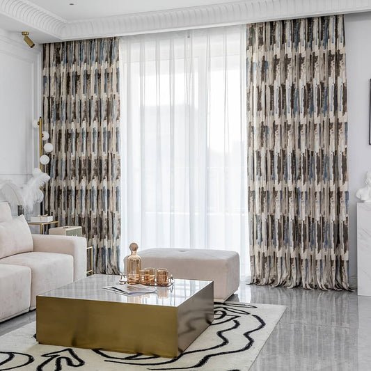 Blue Brown Striped Curtains Decor Ideas