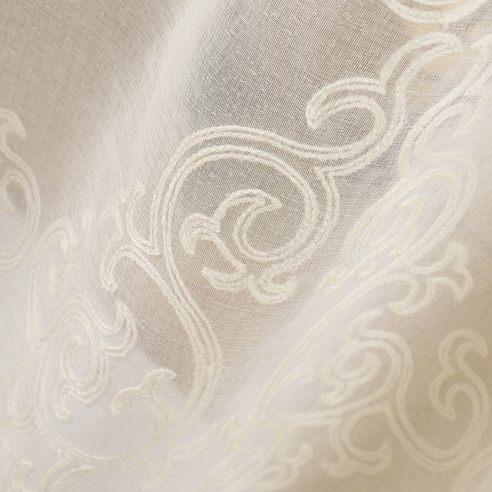 White Embroidered Art Sheer Curtains 2 Panels