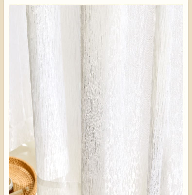 Chic Gleaming White Wave Sheer Curtain with Subtle Sparkle