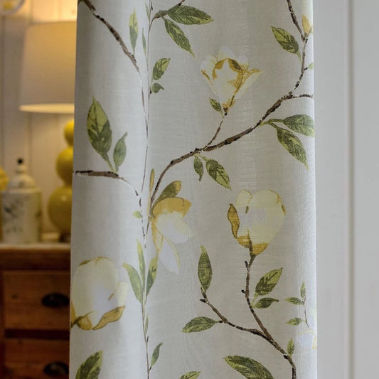 Spring Garden Magnolia Blossom Off‑White Curtains