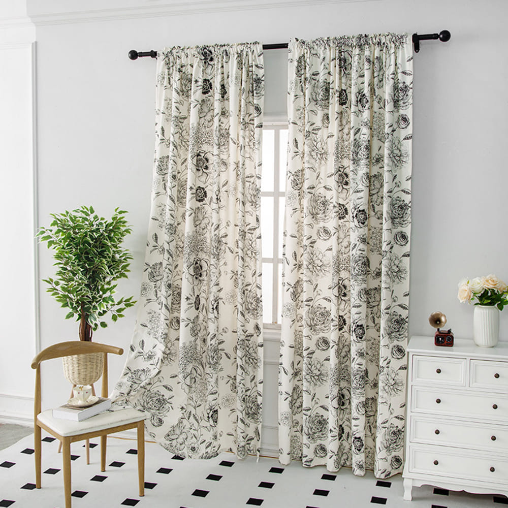 American Printed Curtains Flower Living Room Drapes