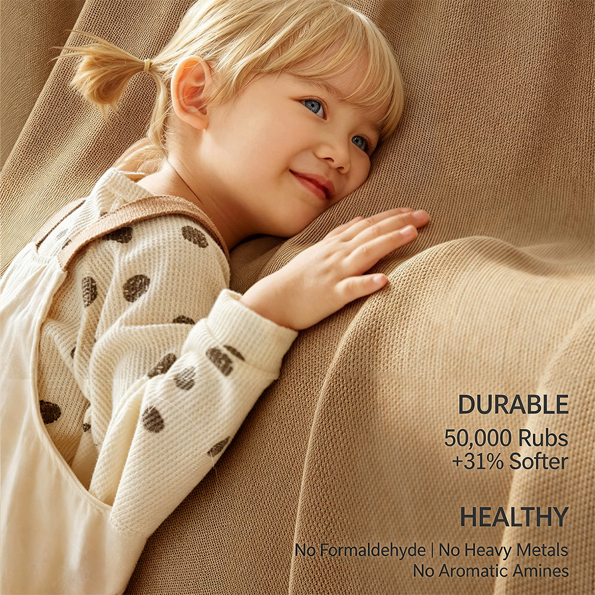Camel Brown Cat Scratch Resistant Curtains Non-Toxic Formaldehyde Free Fabric for Kid & Pet Households