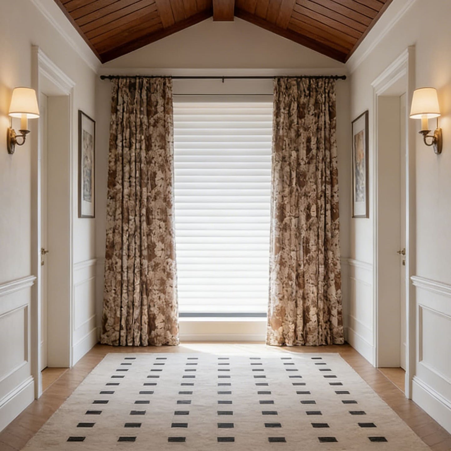 Classic Elegance Brown Chenille Jacquard Floral Bedroom Curtain Room Decor