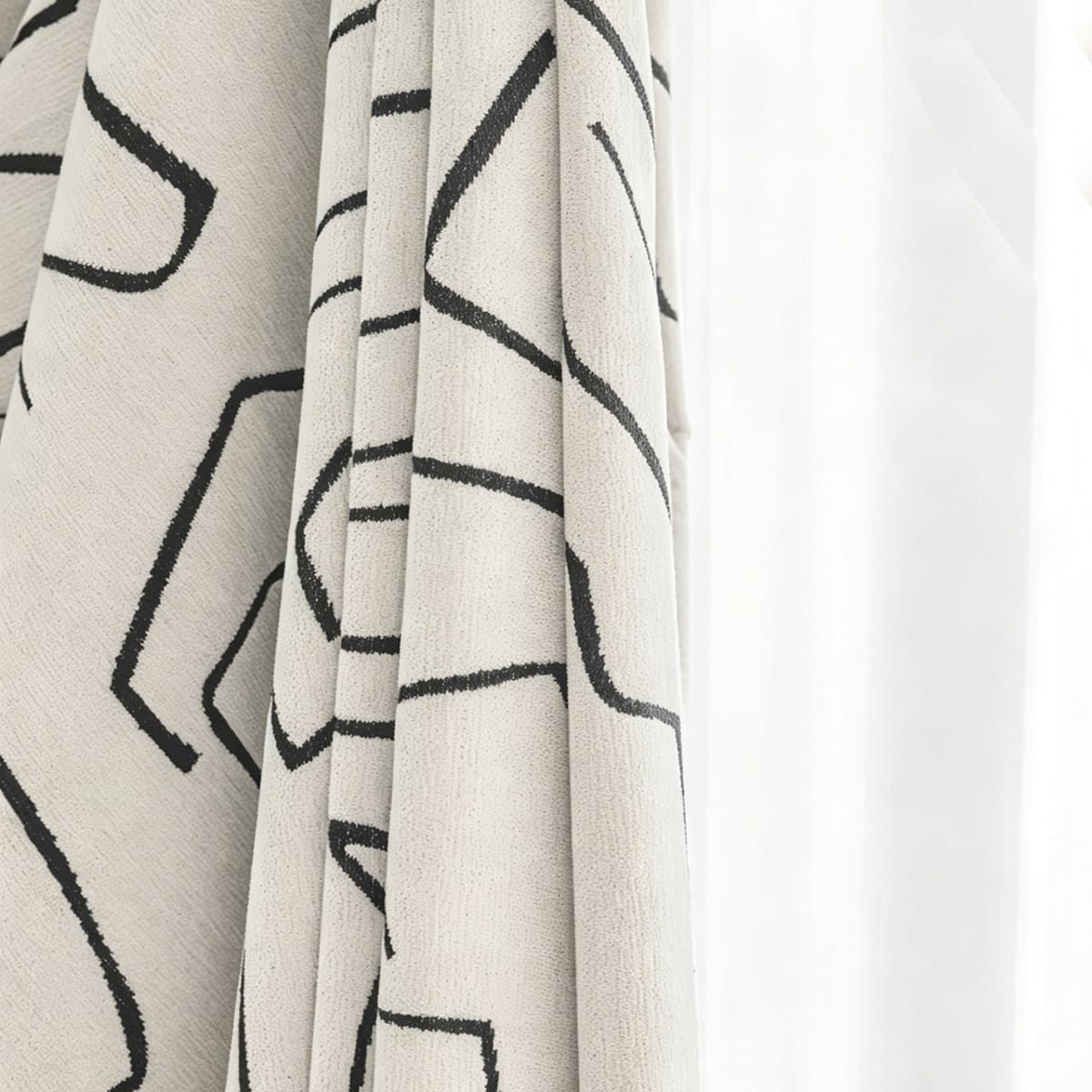 Minimalist Black & White Abstract Line Art Curtains