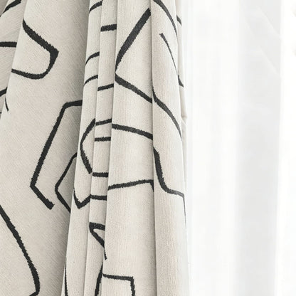 Minimalist Black & White Abstract Line Art Curtains