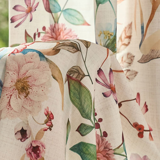 Blossoms of Spring Dale Colorful Vintage Floral Curtains