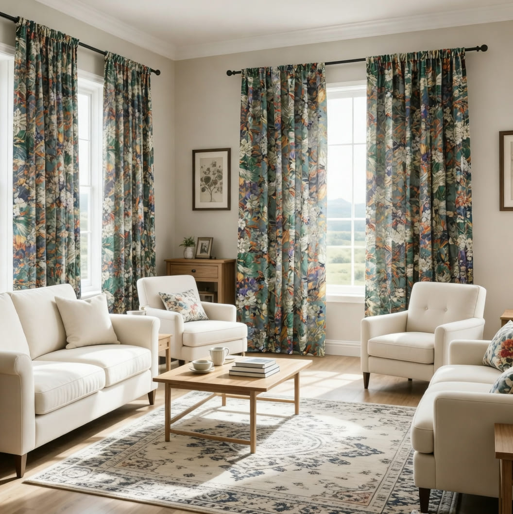 Oil Painting Art Monet Blooming Flowers Curtains 2 Panels Living Room