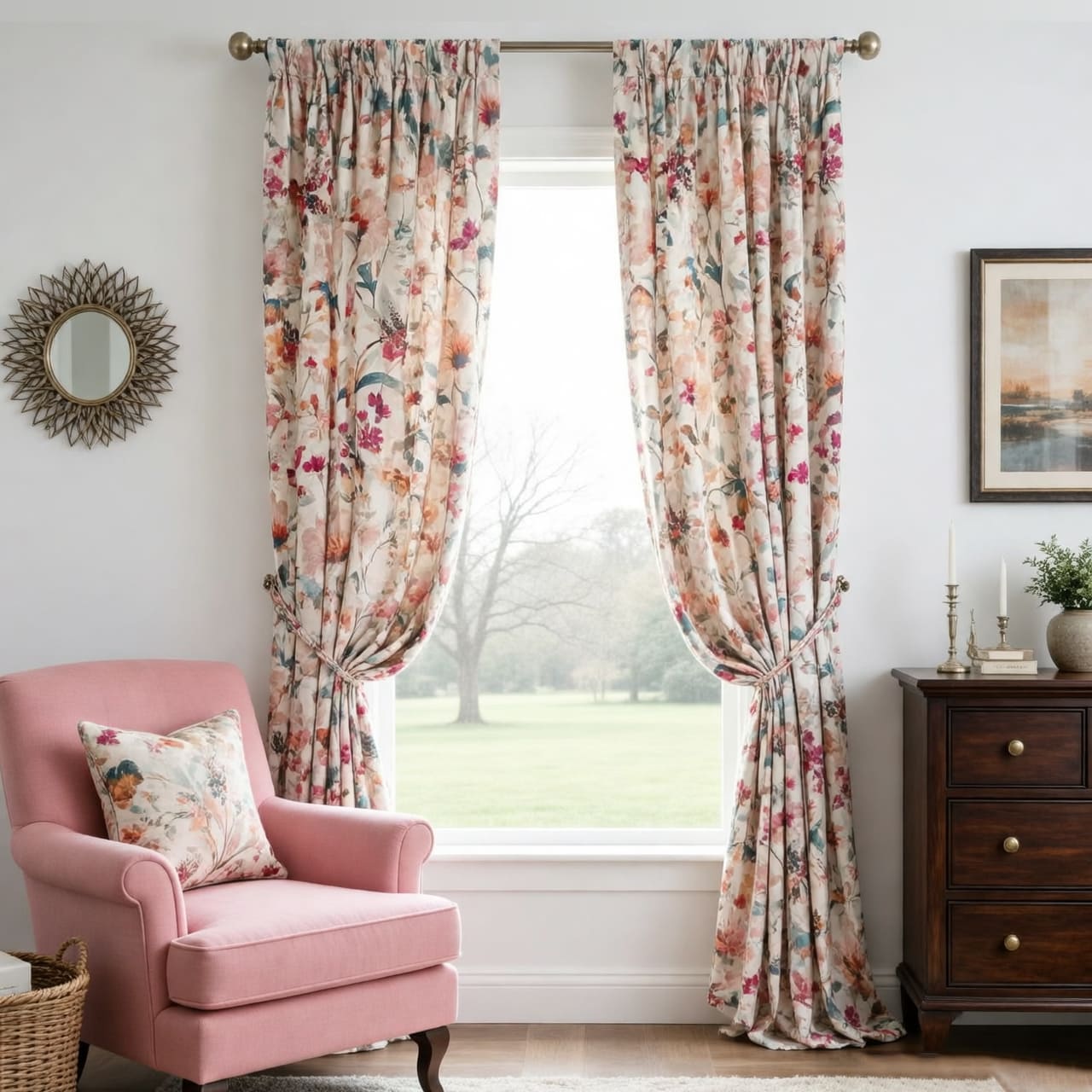 Brilliant Flowers Curtains Song of Summer Living Room Drapes 2 Panels
